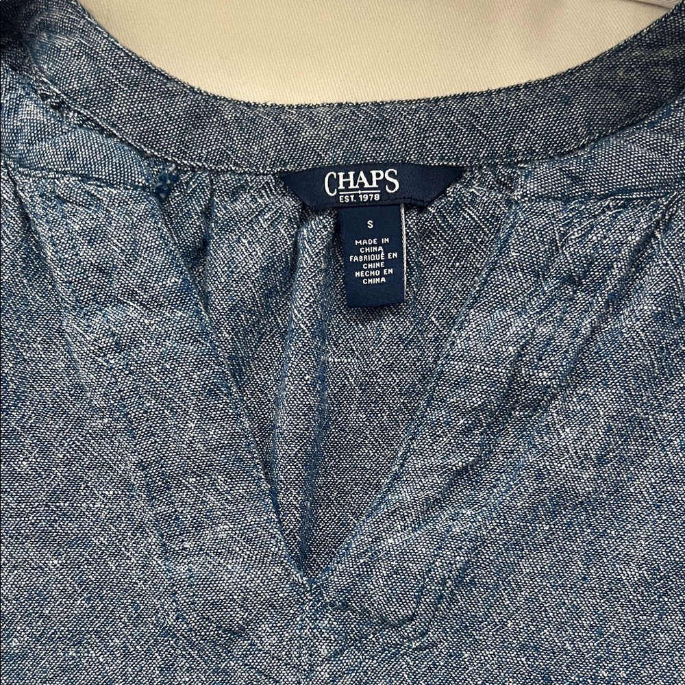 Chaps Heathered Blue Blouse - Picture 9 of 10